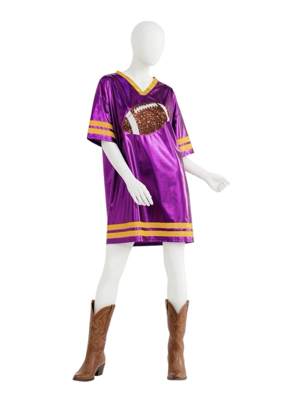 FANTASTIC FAWN purple and gold sequin football oversized tunic S M